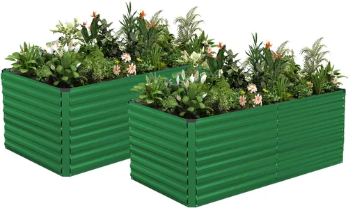 Miniatura 18 de NAVINE Cama de jardín elevada de 8 x 4 x 2 pies, macetas elevadas de metal grande, macetas para plantas al aire libre para verduras, flores