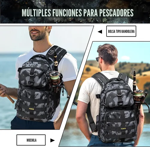 Miniatura 5 de PLUSINNO Bolsa Impermeable Tipo Bandolera para Aparejos de Pesca con Cajas de Aparejos y Portacañas, Regalos para Hombres con Señuelos, Alicates