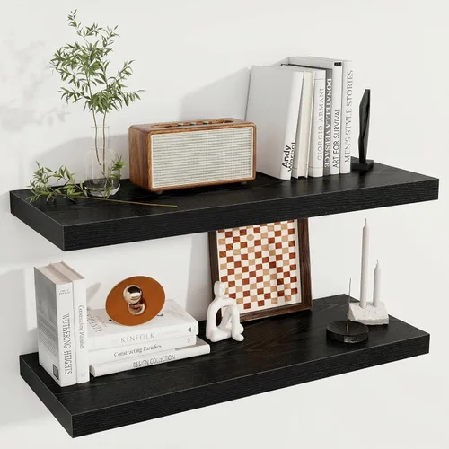 Miniatura 105 de Fun Memories Estantes flotantes de 12 pulgadas de profundidad, estantes de pared de madera de 16 x 12 pulgadas, estante de almacenamiento rústico