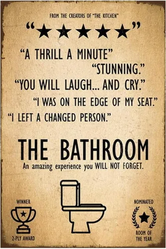 Miniatura 13 de Cartel de metal retro divertido para el baño, cartel de metal con texto en inglés "Hell Out of Toilet Paper", decoración artística de pared