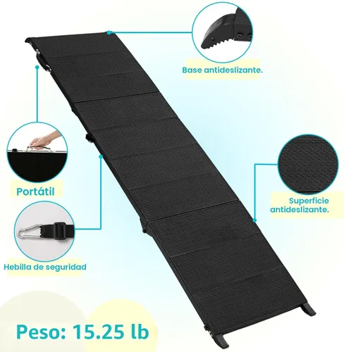 Miniatura 3 de Rampa para perros de 71 pulgadas de largo para automóvil, rampas plegables para mascotas para perros grandes con superficie antideslizante, rampa