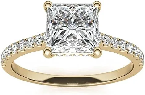 Miniatura 4 de IGI - Anillo de compromiso de diamantes de talla princesa blanca de 0.80 quilates con certificación IGI en oro rosa amarillo blanco de 14 quilates