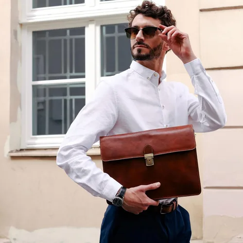Miniatura 3 de Maletín de cuero para hombre y mujer, resistencia al tiempo