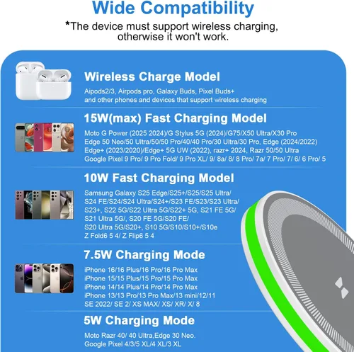 Miniatura 6 de Cargador inalámbrico para iPhone 17 16 Pro Max, almohadilla de carga rápida para iPhone 16e/17 Pro/Air/17/16/16 Plus/16 Pro/15/15 Pro Max/15 Plus/15