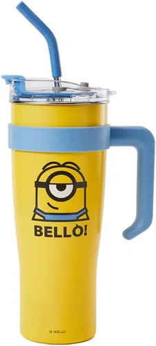 Miniatura 8 de MINISO Minions - Vaso de viaje de acero inoxidable de 17 onzas con correa, botella de agua aislada al vacío con tapa y soporte para taza de café