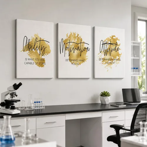 Miniatura 86 de Arte de pared inspirador de 3 piezas, imagen de refranes de plantas blancas, citas de trabajo y estadía, impresiones en lienzo para decoración