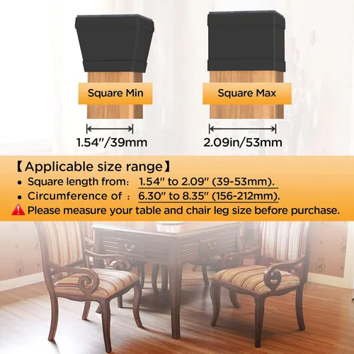 Miniatura 2 de Protectores cuadrados para patas de silla para pisos de madera dura, 24 piezas de tapas de silicona para patas de muebles para prevenir rayones