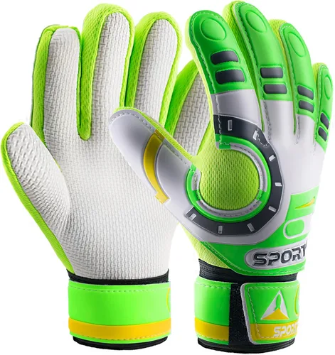 Miniatura 19 de Sportout Guantes de portero para niños, guantes de fútbol con doble protección en la muñeca y material de látex resistente al desgaste y Azul