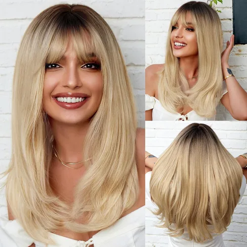 Miniatura 11 de HAIRCUBE Peluca Auburn con Flequillo Cabello Largo con Flequillo Cabello Rojo Apariencia Natural Resistente al Calor Peluca Sintética Juego Diario
