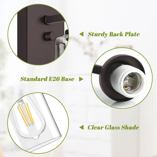Miniatura 3 de VerRon Juego de 2 apliques de pared para baño, lámparas modernas de tocador, faroles de montaje de bronce cepillado al óleo, luces de pared