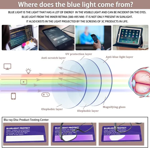 Miniatura 6 de Paquete de 6 lentes de lectura con bloqueo de luz azul, lectores de bisagra de resorte para mujeres y hombres, anteojos anti UV con 6 fundas de cuero