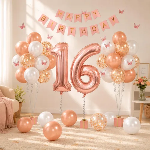 Miniatura 21 de 13th Birthday Decorations For Girls -12 Inch Pastel Balloons, 32 Inch Pink 13 Balloon, 3D Butterflies Stickers, Happy Birthday Banner For Teen Girl