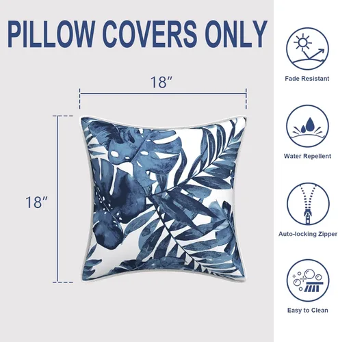 Miniatura 451 de Juego de 2 almohadas para exteriores de 16 x 16 pulgadas, repelentes al agua con interiores, para muebles de patio, hogar, jardín, geometría bohemia