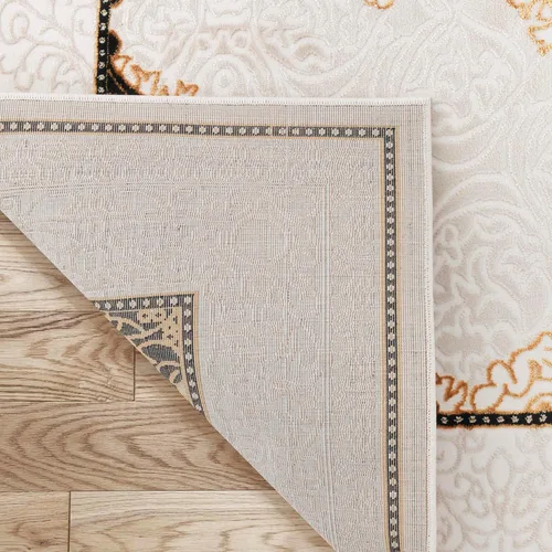 Miniatura 6 de Antep Rugs Babil Gold - Alfombra tradicional para interiores, de 8 x 10 pulgadas, con borde oriental con textura alta, baja, beige y negro, 7 pies