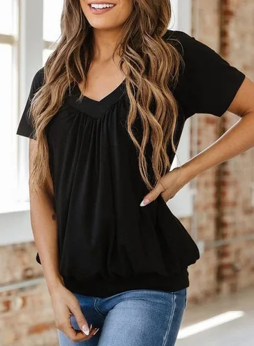 Miniatura 4 de Dokotoo - Camisetas de verano para mujer, manga corta, cuello en V, estilo casual