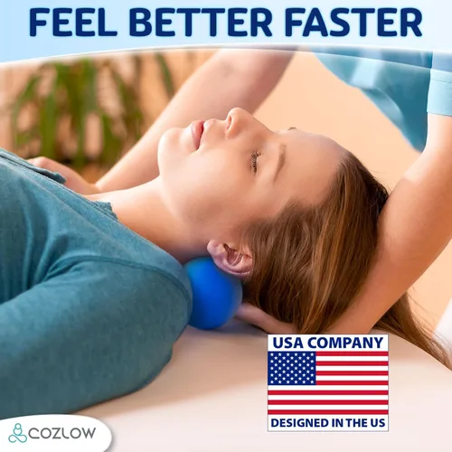 Miniatura 8 de COZLOW Bola de masaje de silicona doble lacrosse - Azul cobalto - Rodillo de punto de activación de maní para movilidad, terapia de tejido profundo