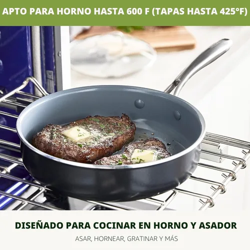 Miniatura 6 de GreenPan Juego de utensilios de cocina Swift antiadherentes de 17 piezas, ollas y sartenes de cerámica sin PFAS con tapas, apto para lavavajillas