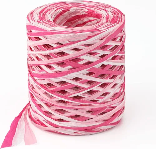 Miniatura 11 de Cordel de cinta de papel de rafia natural de 656 pies, cuerda de rafia de 1/4 de pulgada, cinta de papel de embalaje resistente para ramos de Marrón