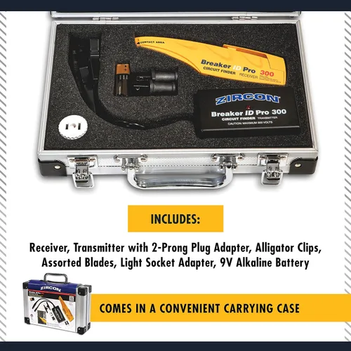 Miniatura 4 de Zircon Breaker ID Pro 300 - Kit de buscador de disyuntores eléctricos, transmisor, receptor y adaptadores para sistemas de 120 V/240 V, uso