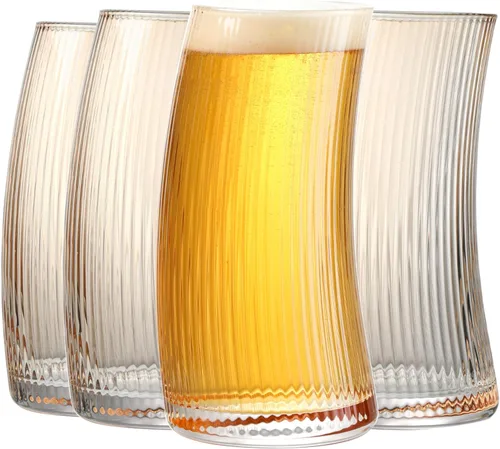 Miniatura 14 de Wlasss Juego de 4 vasos de vidrio transparente de 16.4 onzas, vasos de agua para cerveza, jugo, mojito, té helado, cristalería apta