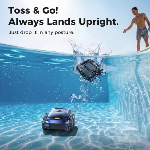 Miniatura 8 de Limpiador robótico de piscina, aspiradora inalámbrica para piscinas enterradas, robot limpiador automático de piscinas para suelos de piscina
