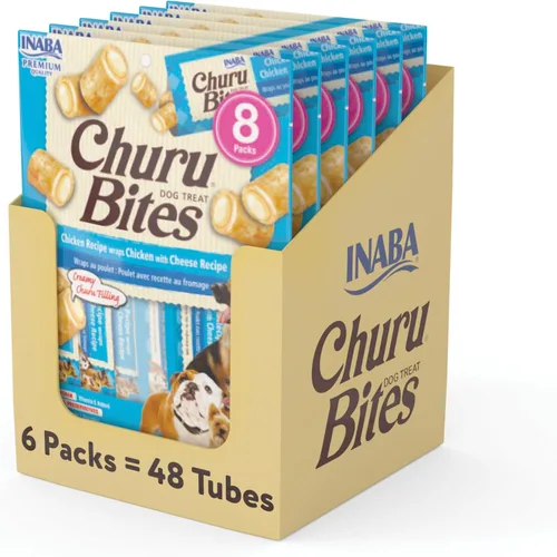 Miniatura 10 de INABA Churu Bites for Dogs, Grain-Free, Soft/Chewy Baked Chicken Wrapped Churu Filled Dog Treats, 0.42 Ounces Each Tube 48 Tubes Total