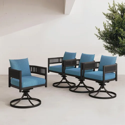 Miniatura 7 de Grand patio - Juego de 2 sillas de comedor para exterior, 2 piezas de sillas de comedor para patio, sillas fijas de patio de mimbre tejido en metal