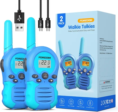 FOREDOM Walkie Talkies recargables para niños Walkie Talkies de largo alcance para niños y niñas de 3 a 12 años de edad, juguetes de cumpleaños,