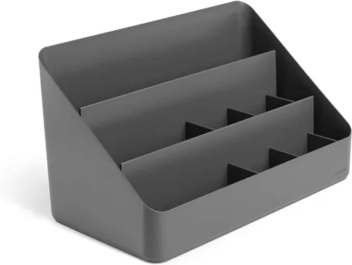 Miniatura 7 de Poppin Organizador de escritorio con 3 niveles, separadores deslizantes y extraíbles, estación de carga, organizador de espacio de trabajo todo