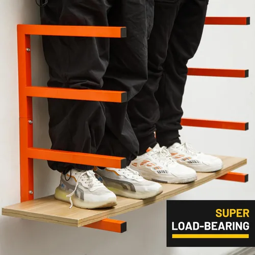 Miniatura 3 de YYR Organizador de madera y estante de almacenamiento de madera para montar en pared, estante de metal resistente de 4 niveles con capacidad