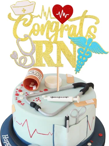 Miniatura 12 de Rsstarxi 1 paquete de decoración para tartas de enfermería 2023, decoración de pastel de graduación para enfermería temática médica enfermera 2023