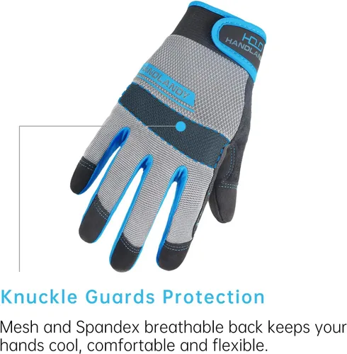 Miniatura 3 de AIGEVTURE Guantes de trabajo para hombre y mujer, guantes de jardinería de uso general con pantalla táctil, guantes de mecánico delgados de trabajo