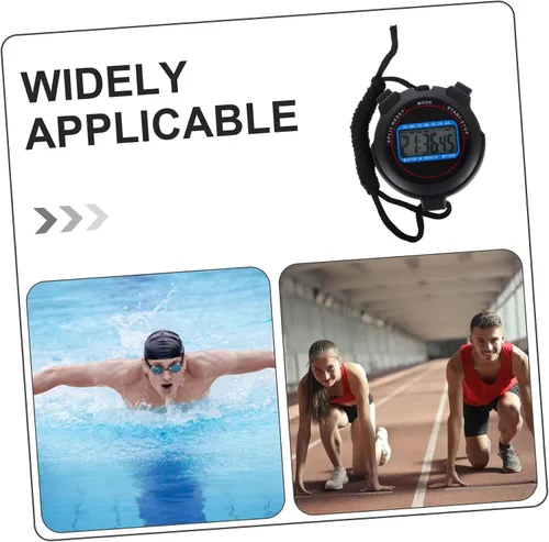 Miniatura 3 de Cronómetro digital multifunción con alarma de fecha, temporizador de precisión para deportes, natación, entrenamiento, fitness, cronómetro negro