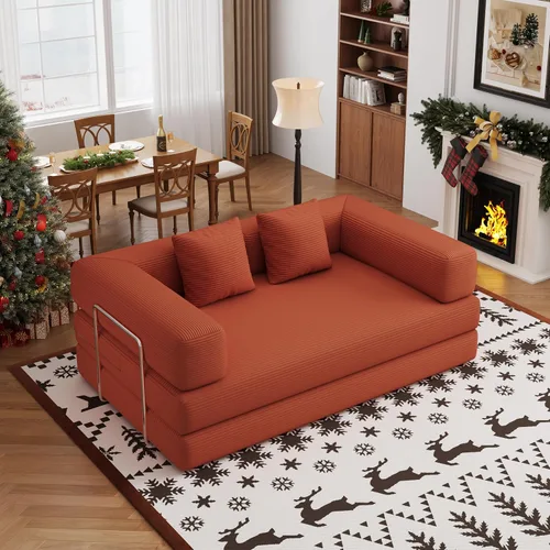 Miniatura 13 de Sofá cama convertible de 59.0 pulgadas, sofá cama futón 4 en 1, sofá cama extraíble, sofá cama sin hueso para sala de estar, sofás de pana sin hueso
