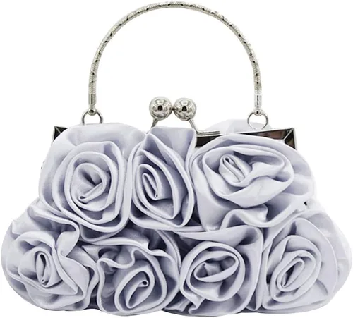 Miniatura 11 de Buddy - Bolso de mano de satén suave para mujer, con forma de rosa, para boda, fiesta