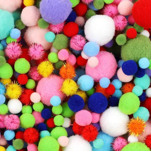 Miniatura 10 de Phinus 200 pompones de 1 pulgada para manualidades, pompones suaves y esponjosos, para decoración de manualidades y manualidades
