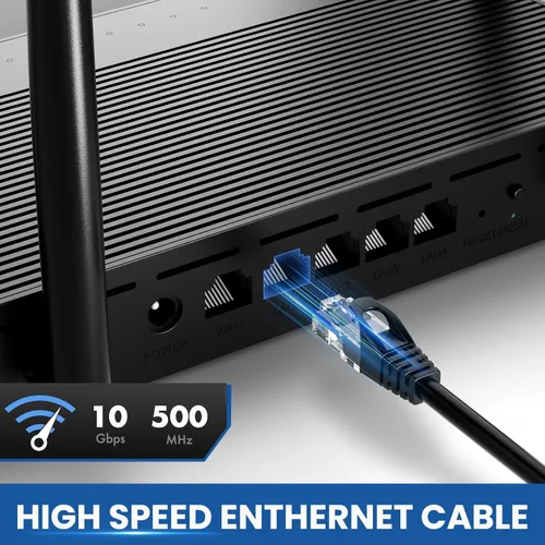 Miniatura 2 de Cable Ethernet Cat 6 de 6 pies, paquete de 2 cables Cat 6 para exteriores e interiores, cable de red de Internet de alta velocidad de 10 Gbps, cable