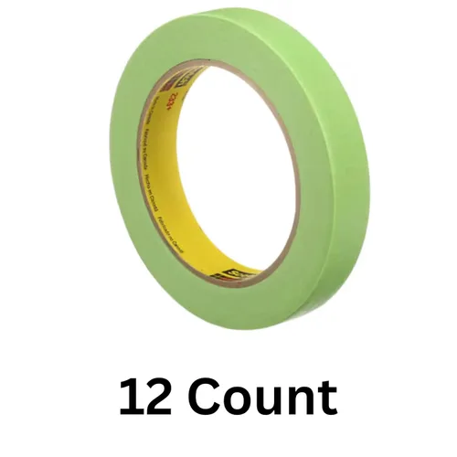Miniatura 2 de 3M 233+ Cinta adhesiva verde 26334, 0.75 pulgadas x 60.1 yardas, paquete de 12 rollos - Cinta de pintor automotriz e industrial de alto rendimiento