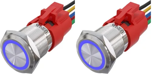 Miniatura 25 de APIELE Interruptor momentáneo de botón de encendido y apagado de 0.748 in de aleación de aluminio con cabezal de ojo de ángel LED de 12 V