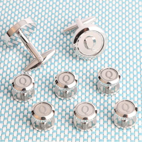 Miniatura 4 de Gemelos y tachuelas para hombre, camisas de esmoquin de negocios, iniciales de boda, alfabeto A-Z, Cobre