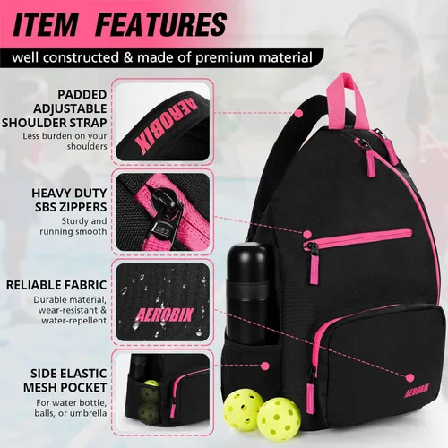 Miniatura 3 de Bolsa de Pickleball AEROBIX para Mujeres y Hombres, Mochila de Pickle Ball - Cremalleras Mejoradas, Gran Capacidad, Bolsillo Acolchado para Pala