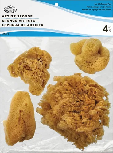 Royal Brush - Esponjas de artista natural del océano, 3 sedas/1 jumbo, 4 por paquete
