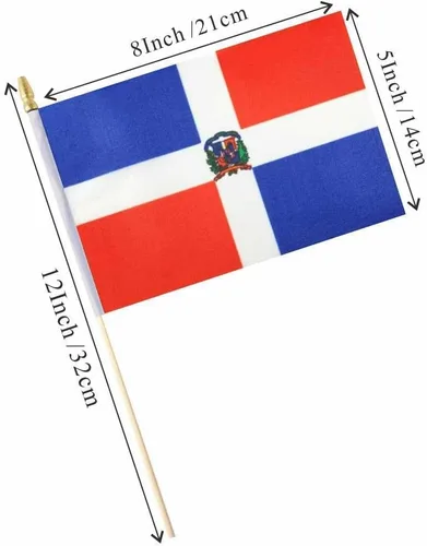Miniatura 2 de Paquete de 25 banderas dominicanas pequeñas de mano con bandera dominicana en palo de 5 x 8 pulgadas