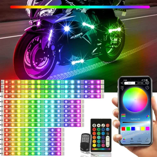 Miniatura 9 de SUNPIE Kit de luces para motocicleta de 16 piezas RGB LED con luz de freno para Harley Honda Kawasaki Suzuki Indian, iluminación de acento