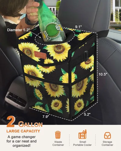 Miniatura 2 de Pritent Papelera para Coche con Tapa, Linda Bolsa de Basura para Coche a Prueba de Fugas, Bolsa de Basura Colgante para Vehículo, Bote de Basura