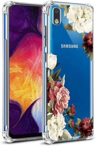 Funda para Galaxy A10E, funda para teléfono Galaxy A10E con flores, delgada a prueba de golpes, patrón floral transparente, suave, flexible, TPU,