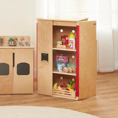 Miniatura 10 de ECR4Kids Refrigerador de Cocina de Juguete, Juego de Madera, Natural