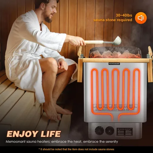 Miniatura 6 de Mxmoonant Calentador de sauna, 6 KW 220 V, calentadores eléctricos de sauna, estufa de vapor seco, baño de sauna para el hogar, hotel, spa, máx. 300
