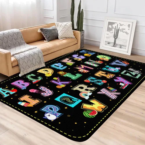 Miniatura 8 de Alfombras de aula para niños, alfombra colorida del alfabeto para dormitorio de niños, alfombra educativa para niños para sala de juegos, alfombra