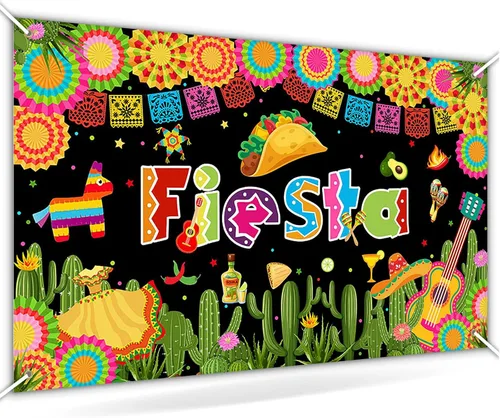 Avezano Telón de fondo para fiesta temática mexicana, fiesta Luau Cinco de Mayo, cartel de carnaval, decoración de fiesta, telón de fondo de 70.8 x